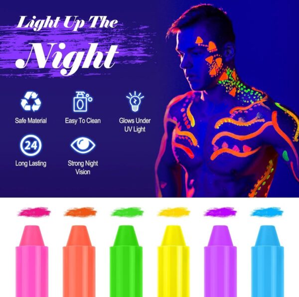 Pintura facial neon brillan en la oscuridad - Image 3