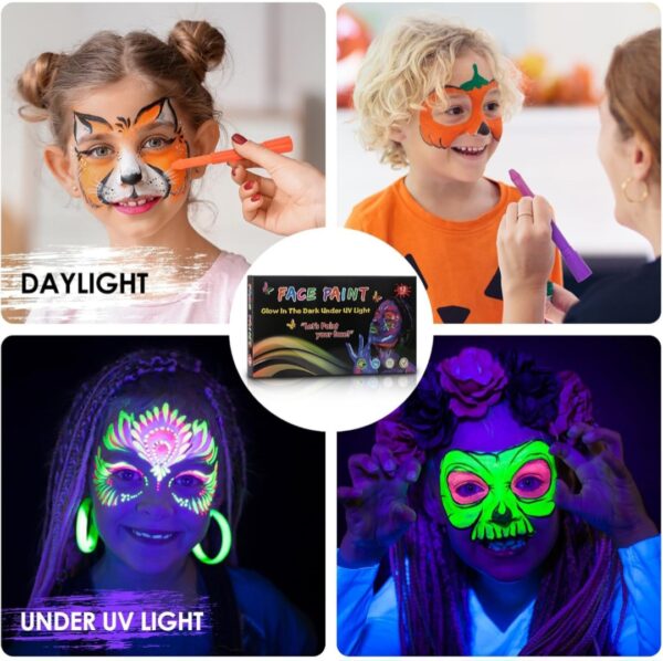 Pintura facial neon brillan en la oscuridad - Image 5