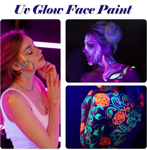 Pintura facial neon brillan en la oscuridad - Image 2