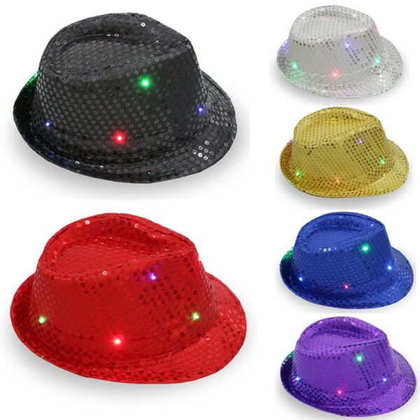 Sombrero con luces led de jazz multicolor - Image 5