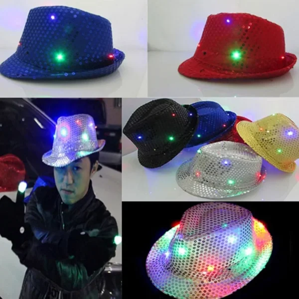Sombrero con luces led de jazz multicolor - Image 2