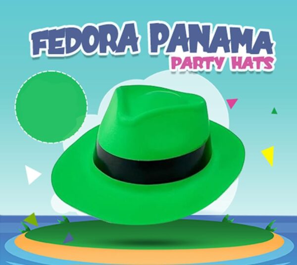 Sombrero plastico neon liso tipo gángster con cinta - Image 6