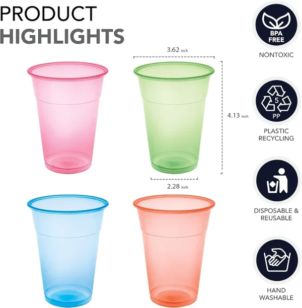 Vaso neon plastocos desechable 16oz. 473ml. Paq. 100 - Image 7