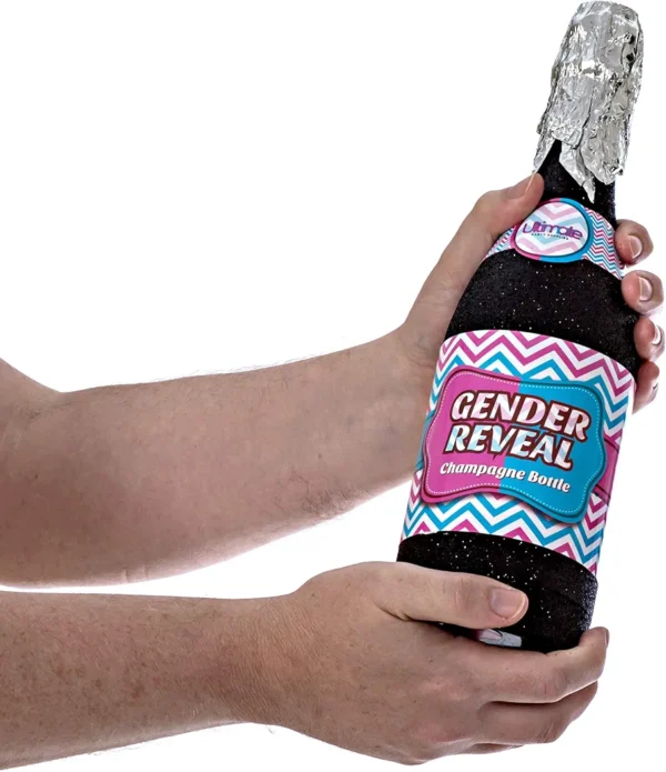 Lanzador de confeti para revelar el género de la botella de champán Azul y Rosa - Image 5