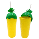 Vaso plastico 16CM piña con tapa grande