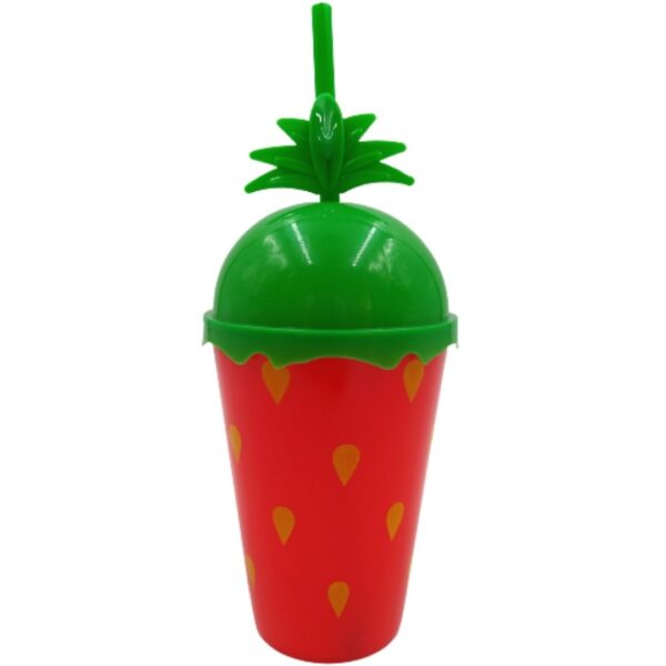 Vaso plastico 12CM sandia y fresa con tapa - Image 2