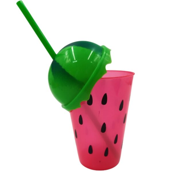 Vaso plastico 12CM sandia y fresa con tapa - Image 3