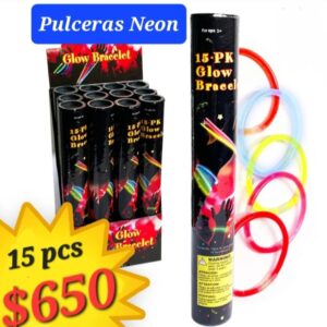 Pulcera neon paquete 15pcs