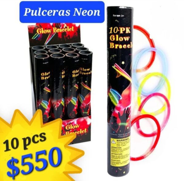 Pulcera neon paquete 10pcs