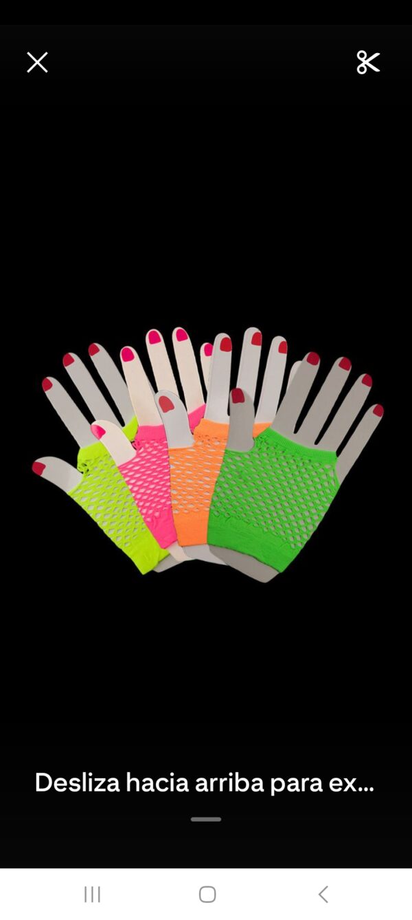 Guantes mediano neon de red sin dedos de malla