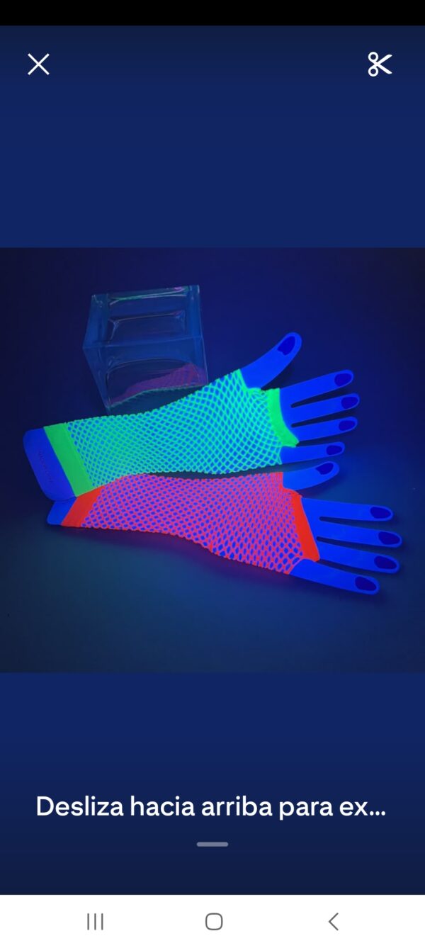 Guantes largo neon de red sin dedos de malla