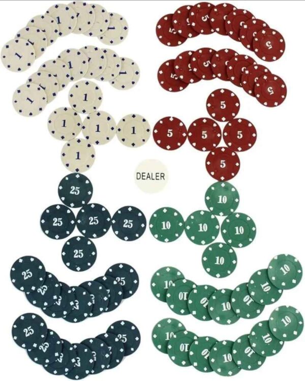 Juego de póker con caja metálica, 100 fichas + 2 juegos de cartas + crupier de fichas - Image 5